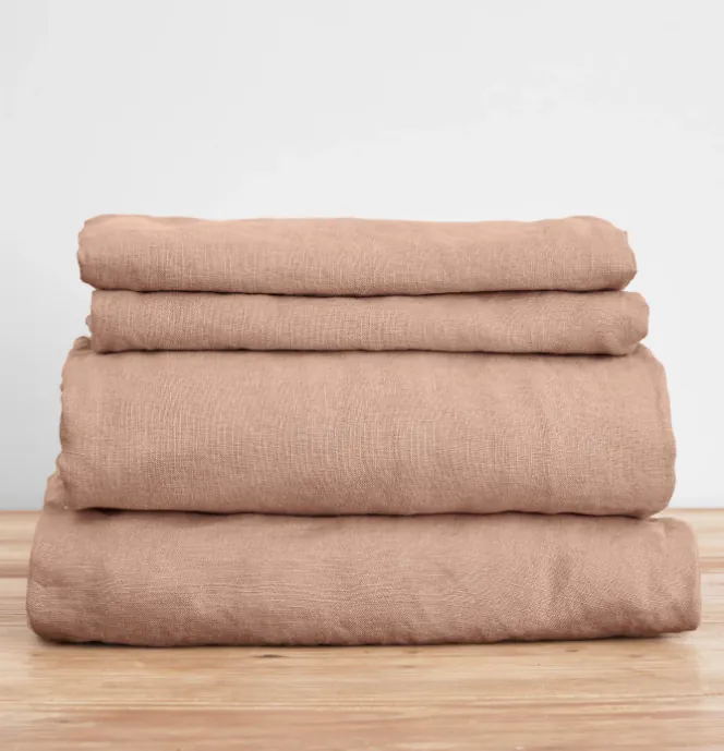  French Flax Linen Sheet Set in Clay